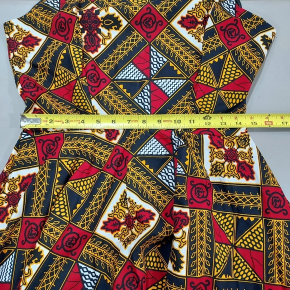 Mae Otti Navy Yellow Red Print High Low Dress - Picture 14 of 15